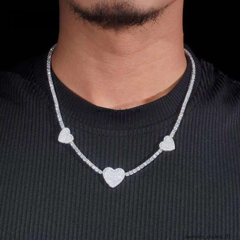 Fine Jewelry Iced Out Sier Heart Style 3MM Necklace High Quality Custom Moissanite Tennis Chain for Men