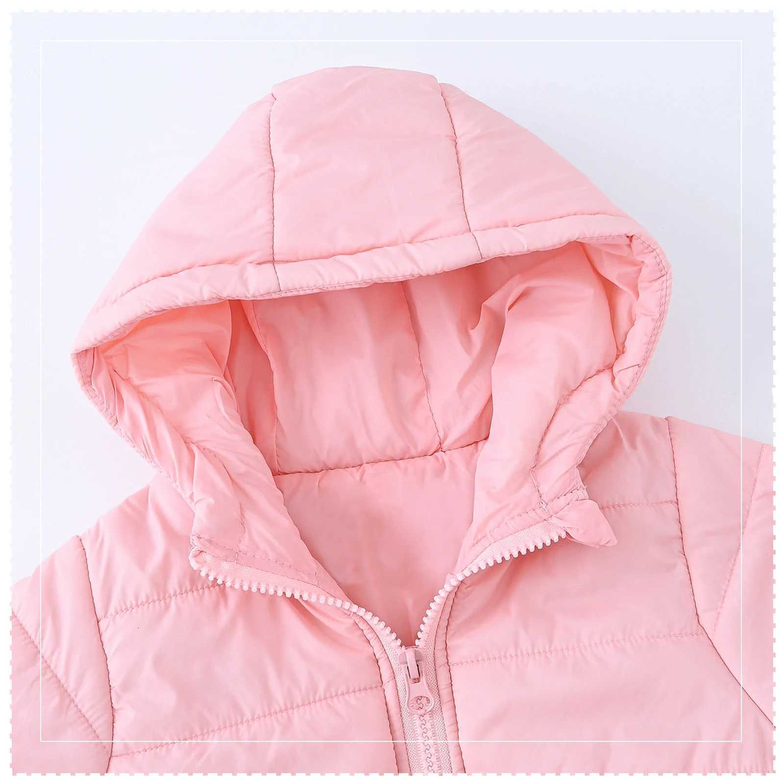 Childrens Boys Down Jacket with HoodWindproof Warm ParkaGirls Padded CoatSolid Color OutwearLightweight Kids Quilted JacketT251016