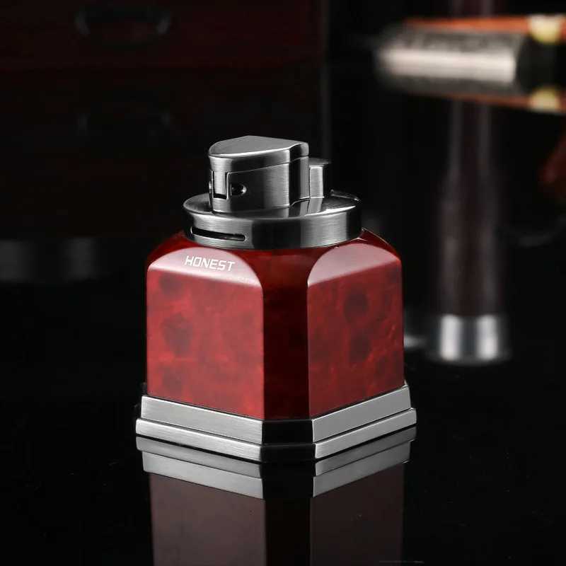 HONEST Highend Light Luxury Mens Gift Four Straight Metal Desktop Inflatable Cigar Lighter Windproof Design C251016