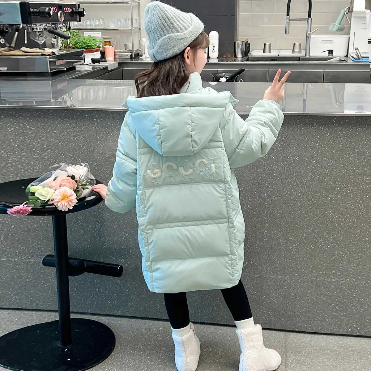 Winter Warm Girls Long Hooded Zipper Puffer Jackets School Kids Thick Cotton Lined Coat Top Children Outfit Windbreaker 516 YrT251016