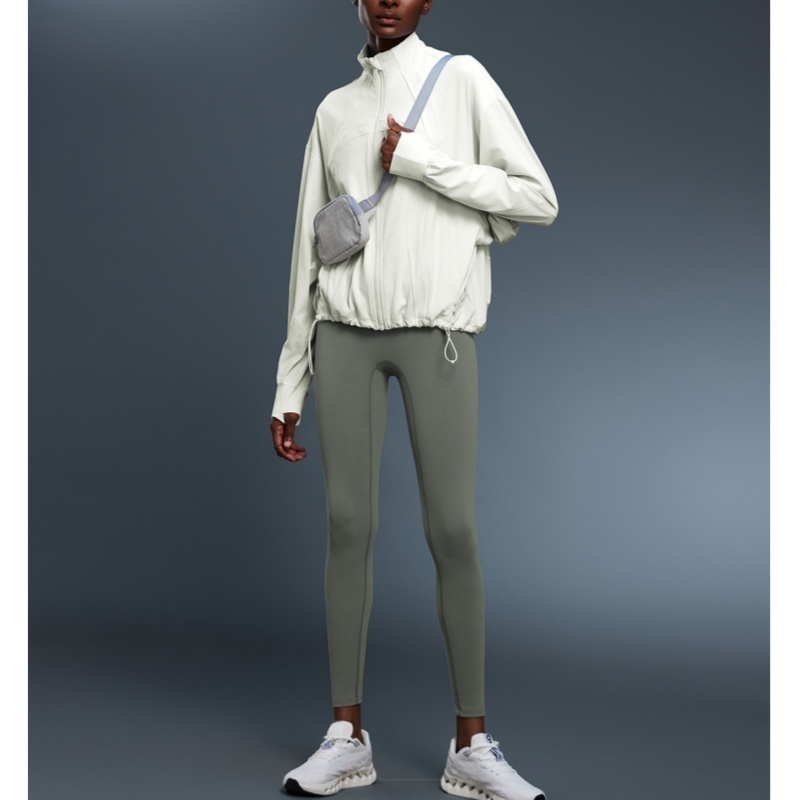 Women's New Windproof Stand Up Collar Loose Autumn Seasonal Minimalist And Drawstringfiess Suit Yoga Versatile Hem Drawstring Jacket L157