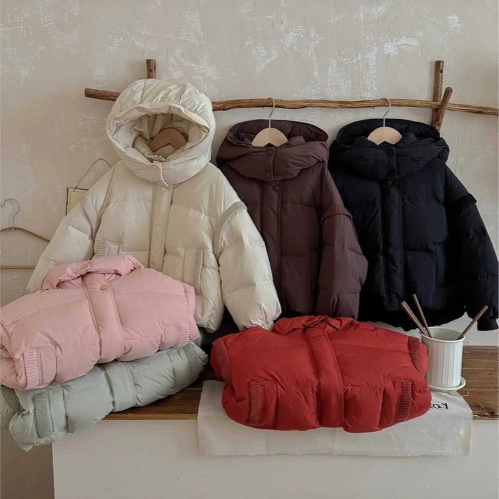 2025 Girls Boys Kids Winter Coats Hooded Cotton Padded Thick Warm Tops Jacekts Fashion Children Overcoats ClothesT251016