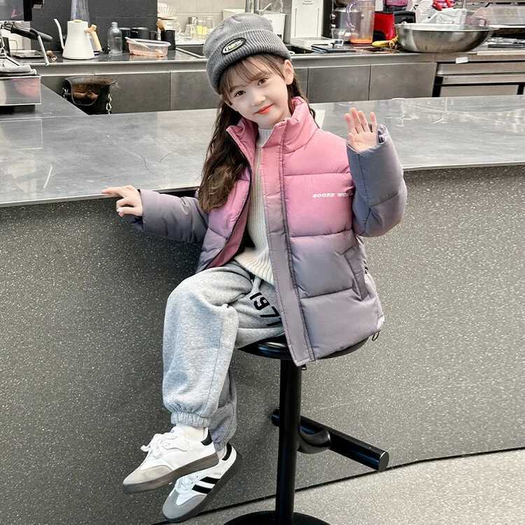 Girls Winter CottonPadded jJcket 2025 New Foreign Style 514 Year Girl Large Child Padded Jacket With StandUp CollarT251016