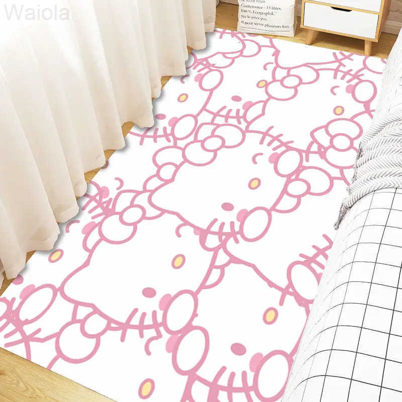 Sanrio Soft Family HelloKitty Bedside Rug NonSlip Small Carpet for Bedroom Floor Mat Cozy Room Decor So Cute Theme Plush Mat L251016