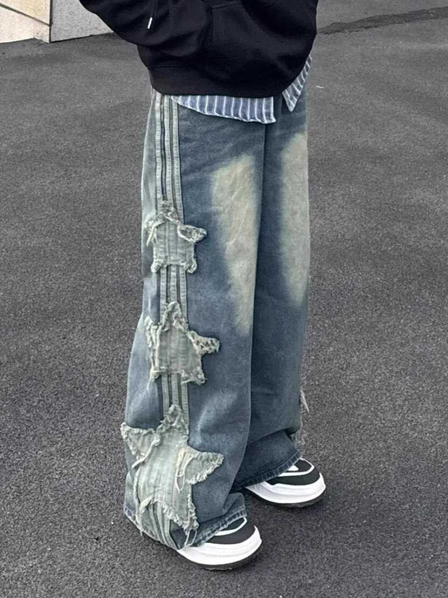 Star Jeans for Women Girls Baggy Cute Patchwork Denim Pants Y2k High Waisted Jeans Grunge Aesthetic Clothes J251016