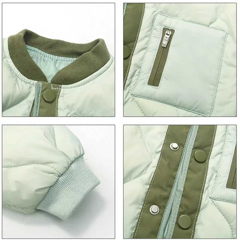 2025 New Childrens Jacket Stylish Color Blocked Warm Cotton Jacket Winter Baby Toddler Boys Girls Inner Top Chic Outerwear CoatT251016