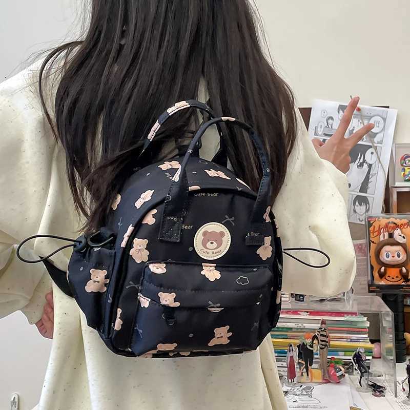 Girls Small Backpacks Cute Bear Print Women Nylon Shoulder Bags School Mini Backpack LightWeight Purse For Ladies ShoppingT251016