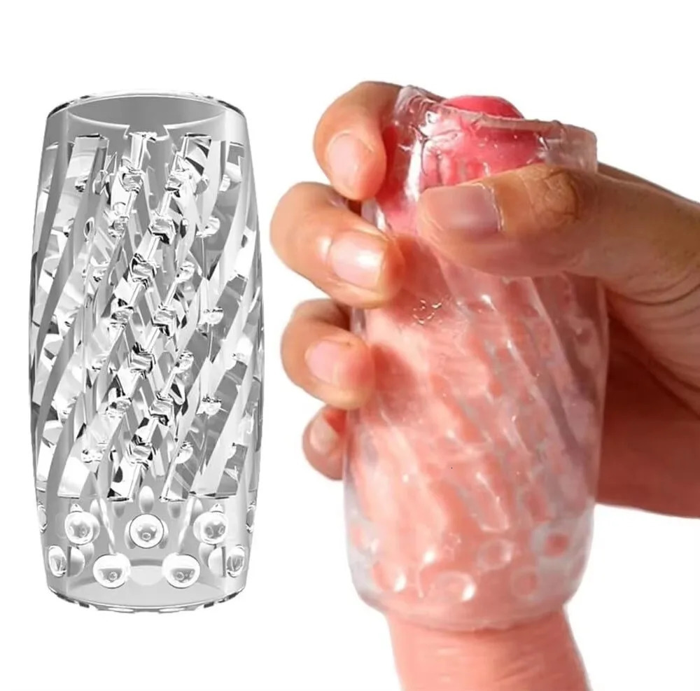 Crystal Clear TPE Male Masturbation Cup Waterproof Men Masturbator Ejaculation Delayed Trainer Soft Adult Sex Toy 251015