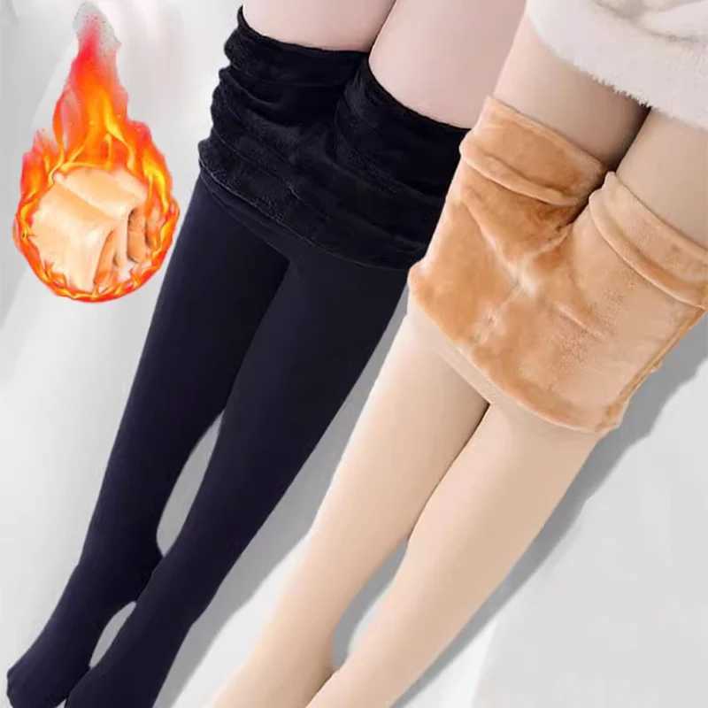 Women Winter Leggings Warm Leggins High Waist Solid Color Velvet Female Thickened Velvet Leggings Stretchy Black Skin LeggingsT251016