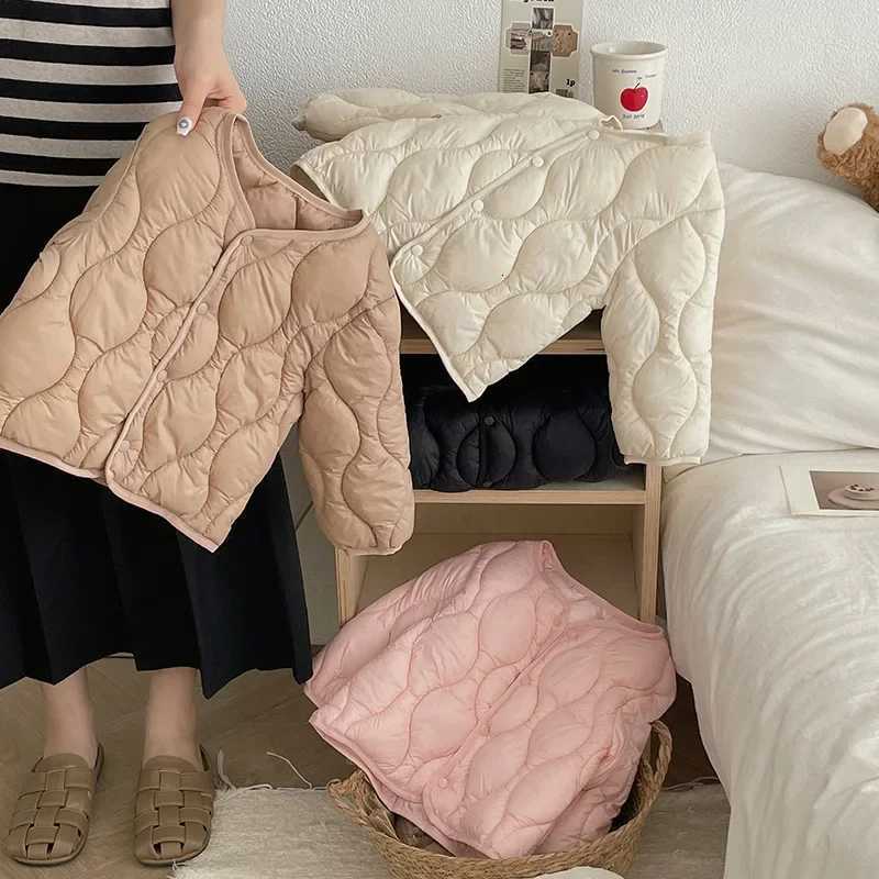 Outerwear Children Cotton Padded Coat Boys Girls Solid Color Warm Winter Jacket Simple Versatile Round Neck Campus Style Kids CoT251016