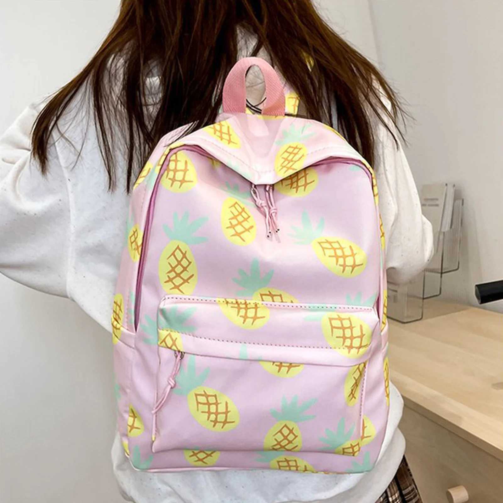 Women Fashion Backpack Lightweight Cute Pineapple Print Daypack Bookbag for Girls School Travel OutdoorT251016