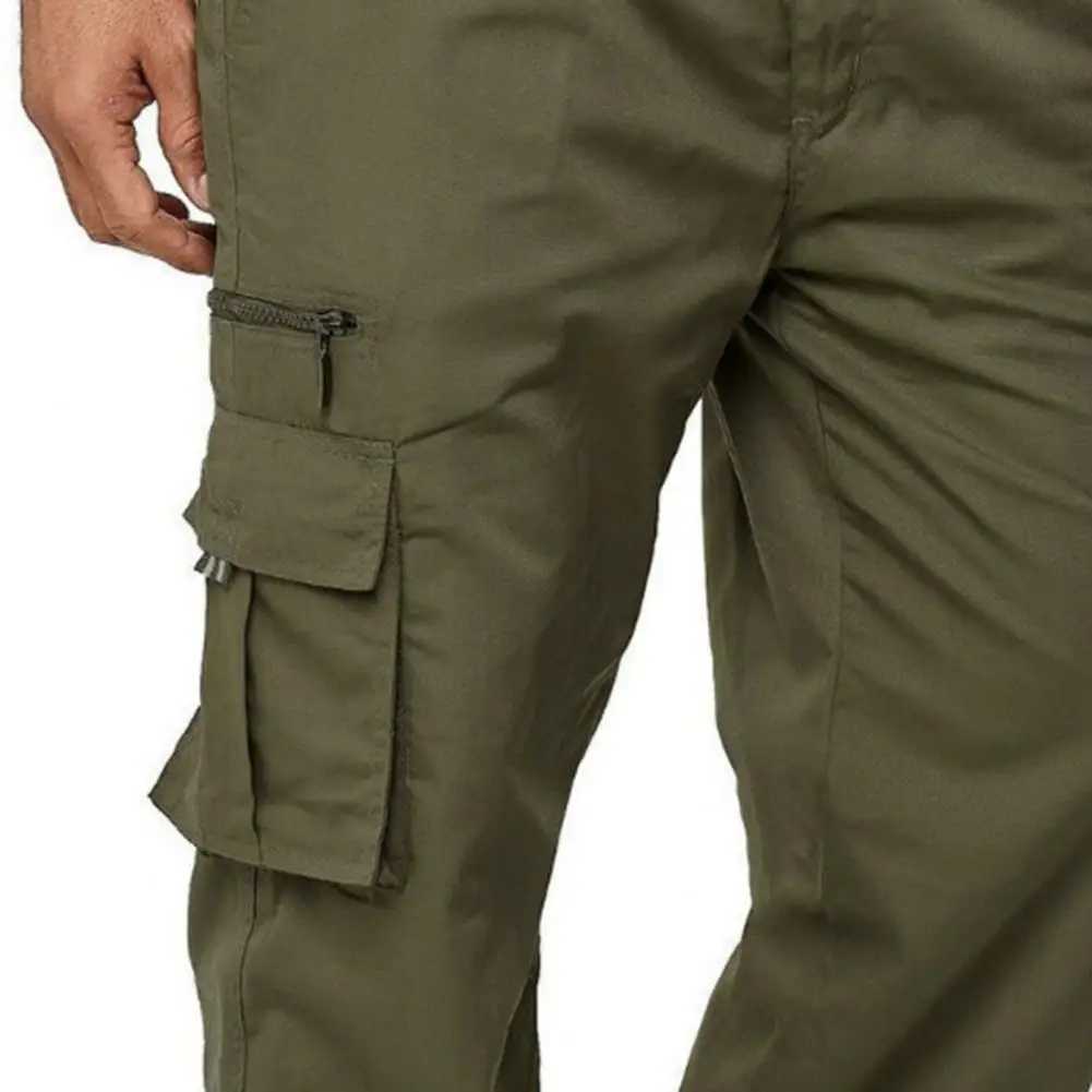 Men Cargo Pants with Multi Pockets Straight Leg Sweatpants Stretchy Slacks Solid Color Loose Street Style Sport Jogging Trousers J251203