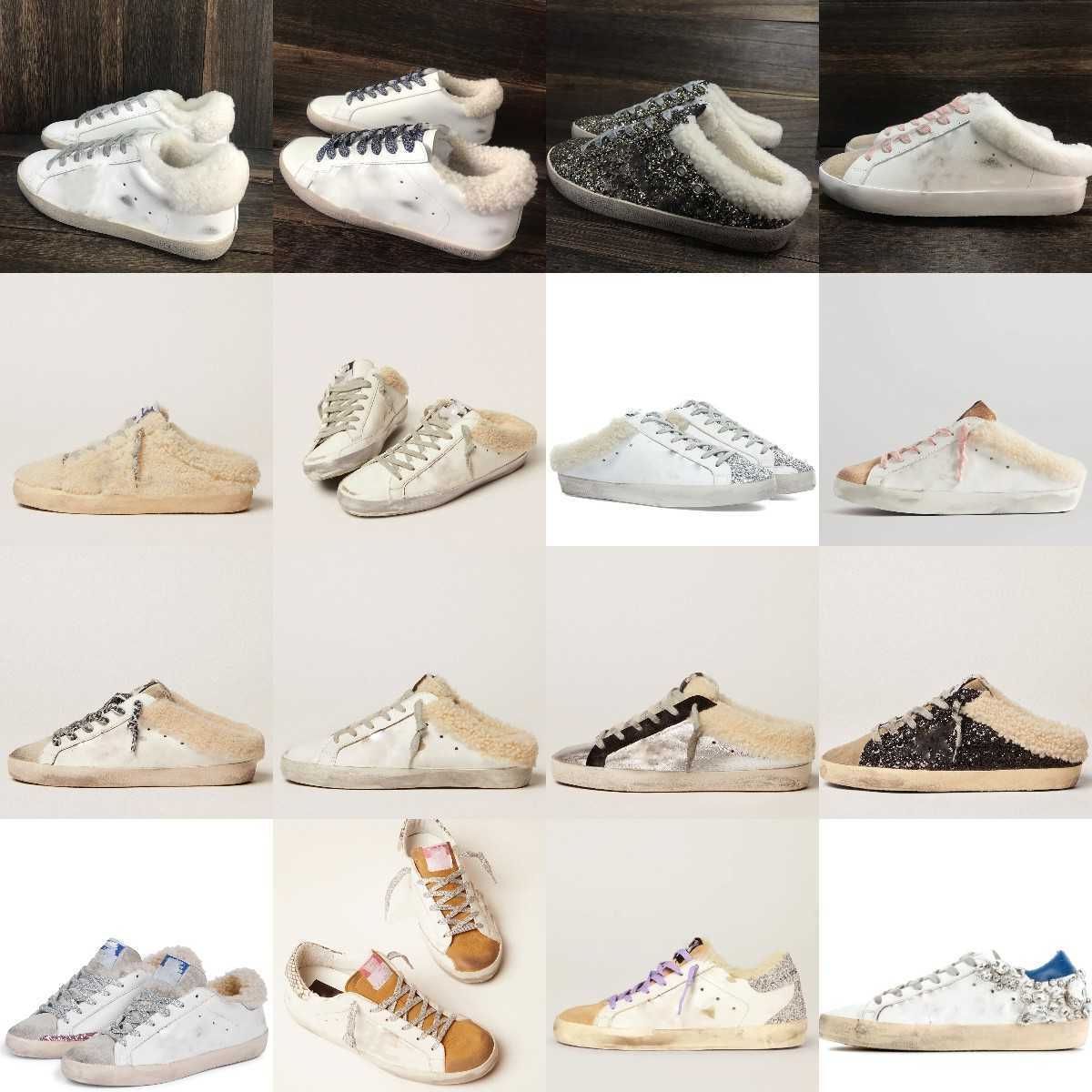 sneakers dirty shoes new release superstar fashion leather upper suede glitter plush slippers goldengoosesneaker golden gooose gooseshoe goldenstar gooses 941W