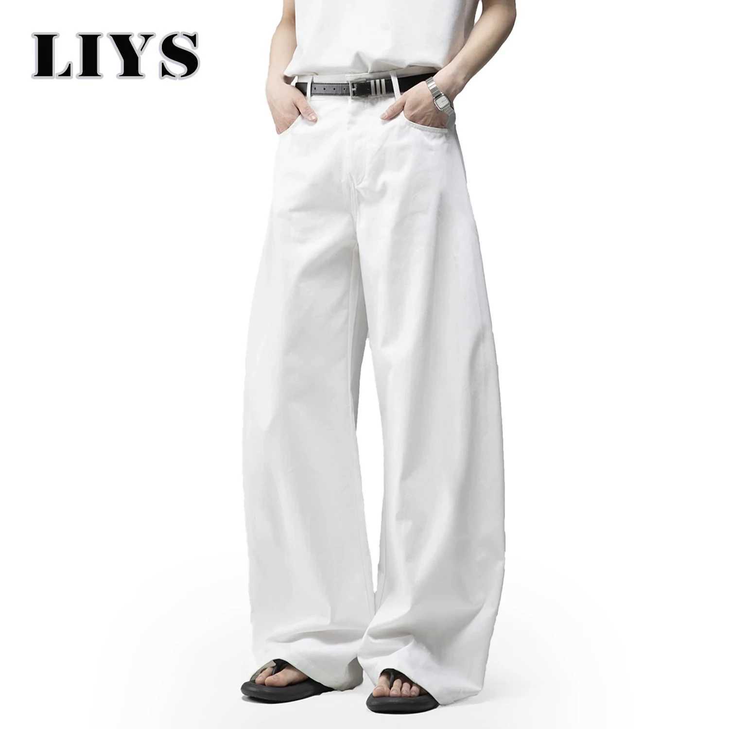 Mens White Baggy Machete WideLeg Jeans Daily Casual Denim Pants Solid Business Ladies Balloon Pants High Street Mens Clothes J251016
