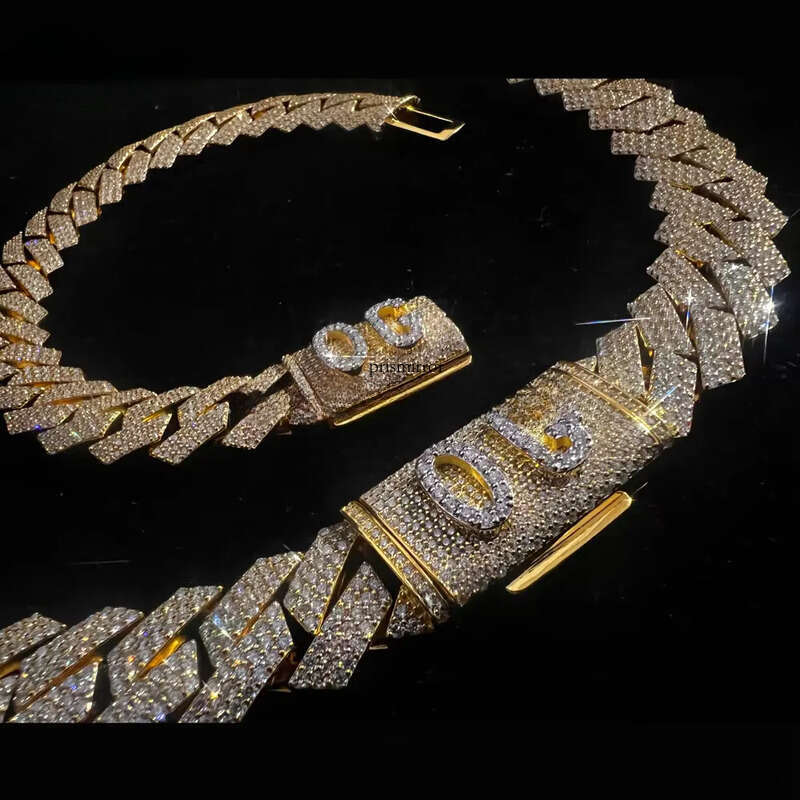 18mm Miami Necklace Sier Plated Gold Men Hip Hop Rock Cuban Link Chain Fashion Jewelry