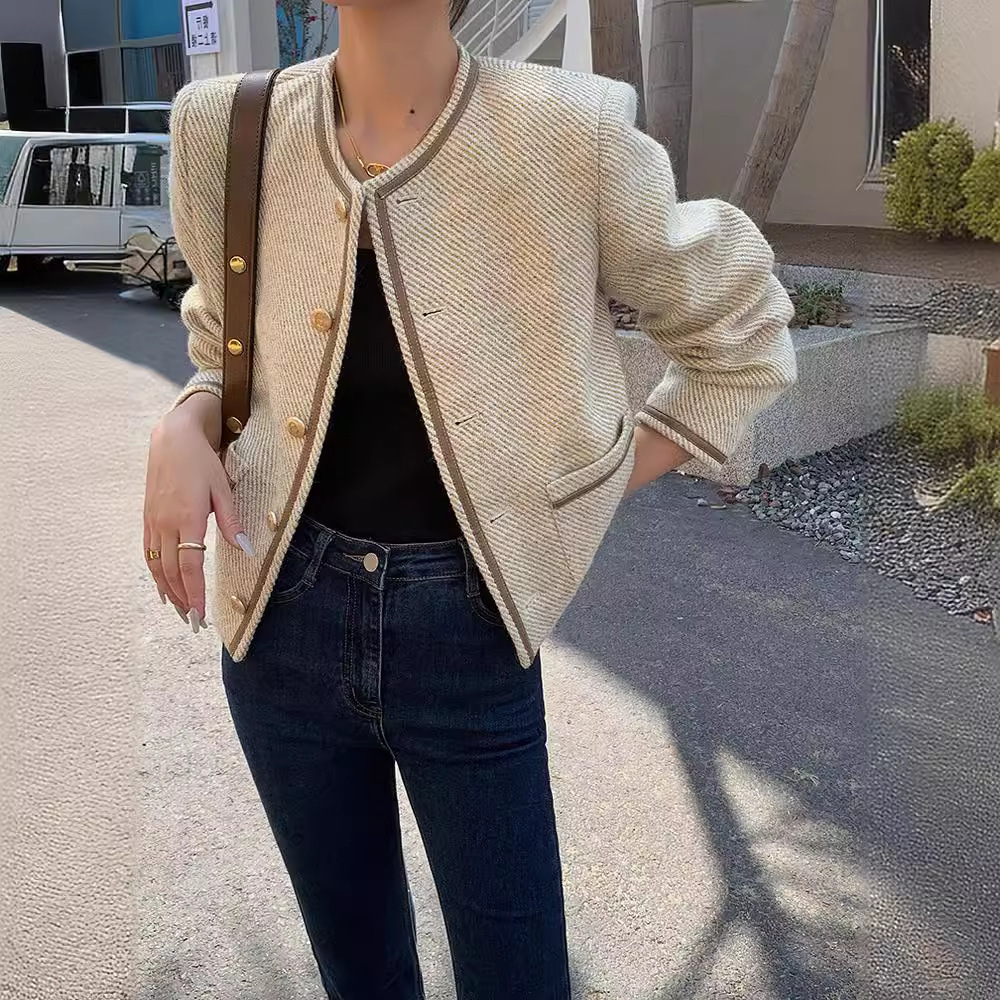 2025 Autumn/Winter New Top French Elegant Women's Social design Wool Coat Designer Jacket High end Feeling Exquisite Luxury Retro Multi functiona