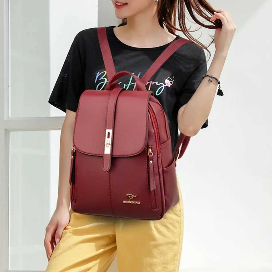 Women Large Capacity Backpack High Quality Leather Vintage Bags for Women School Bags Travel Rucksack Ladies Bookbag KnapsackT251016