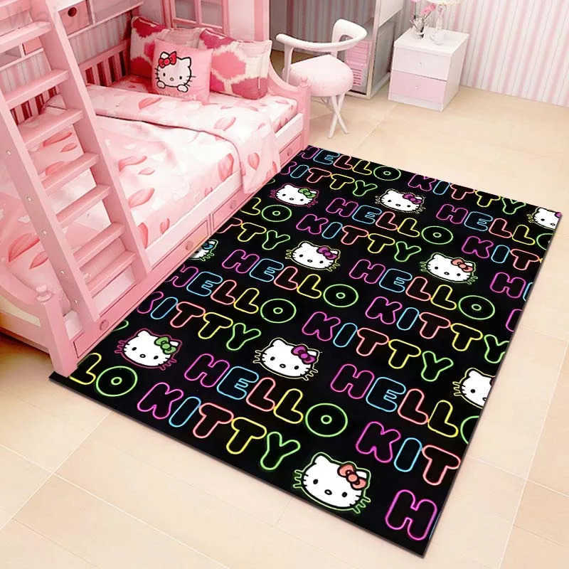 Sanrio 17 Styles Hello Kitey Print Black Carpet Rug for Home Living Room Bedroom Sofa Doormat Decor Girls Room Decor Girls Gift L251016