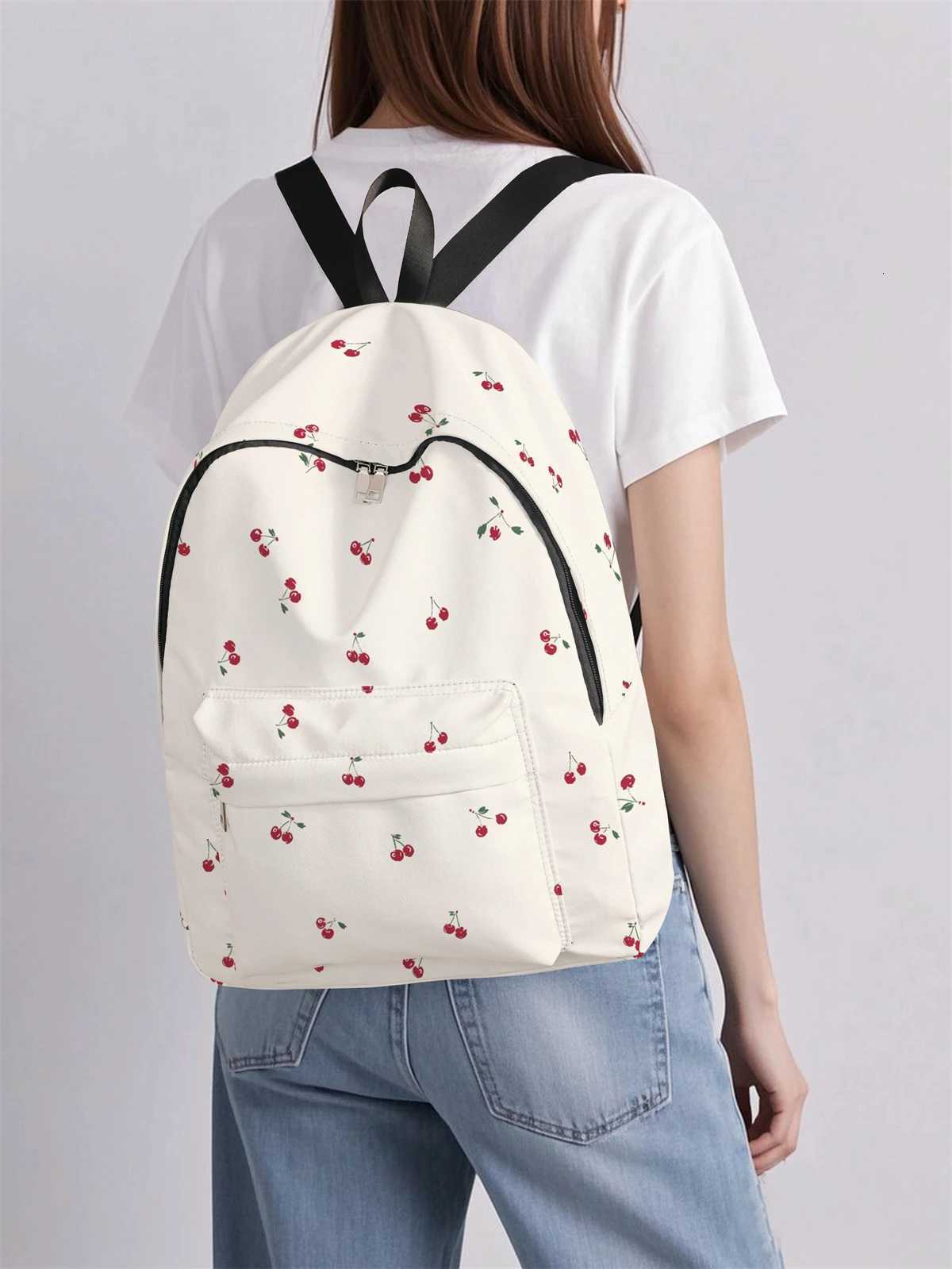 Cherry patterned backpack 2025 new model casual travel backpack lightweight and simple casual travel backpackT251016