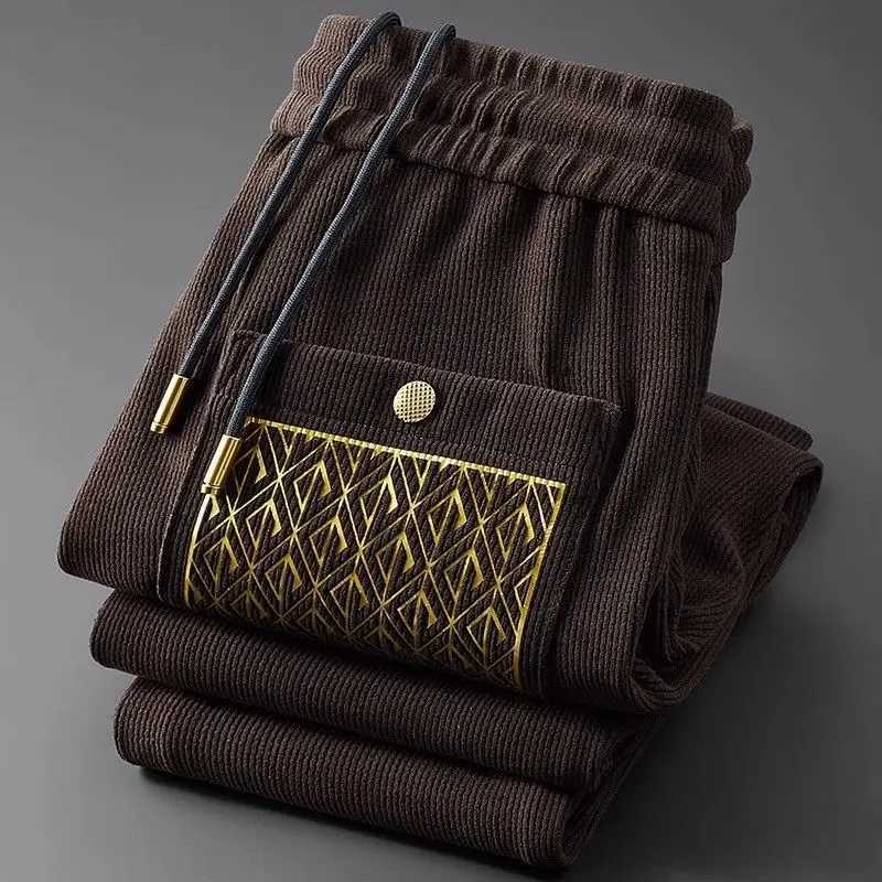 2025 new mens casual sports pants tied with feet slim fit stretch mens side striped laceup sweatpants J251016