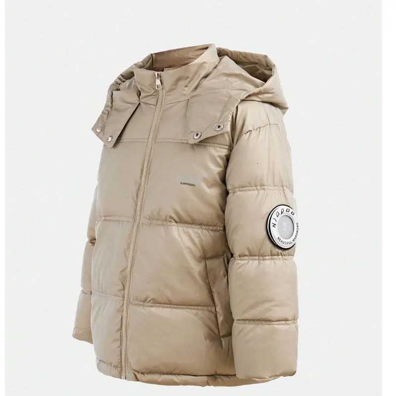 Boys Winter Thicken Warm Down Jacket Kids CottonPadded Hood Parka Coat Loose Stand Collar Long Sleeve Casual Outerwear for TeenT251016