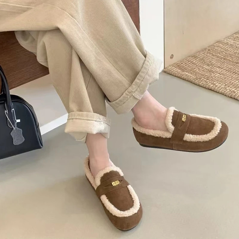 Slip On Shoes For Women Loafers Fur Autumn Female Footwear Slipon Moccasin Winter Retro Fall Dress Flat Moccasin Shoes Autu 251013