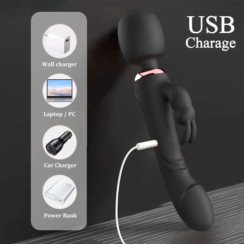 Three Heads Rabbit Vibrator 30 Powerful Vibration G Spot Clit Simulator Vaginal Anal Vibrating Dildo Massager Sex Toys for Women 251014