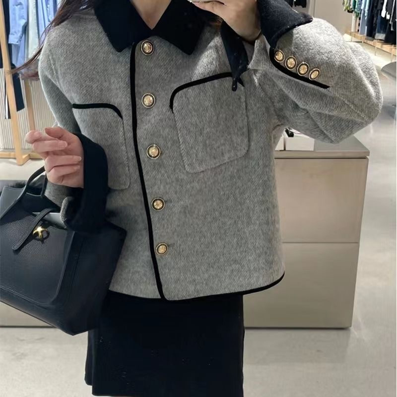 2025 Autumn/Winter New fashion Top Double layered Designer Jacket Women's Side Wool Jacket Short Jacket Color blocked New Luxury Edition Jacket