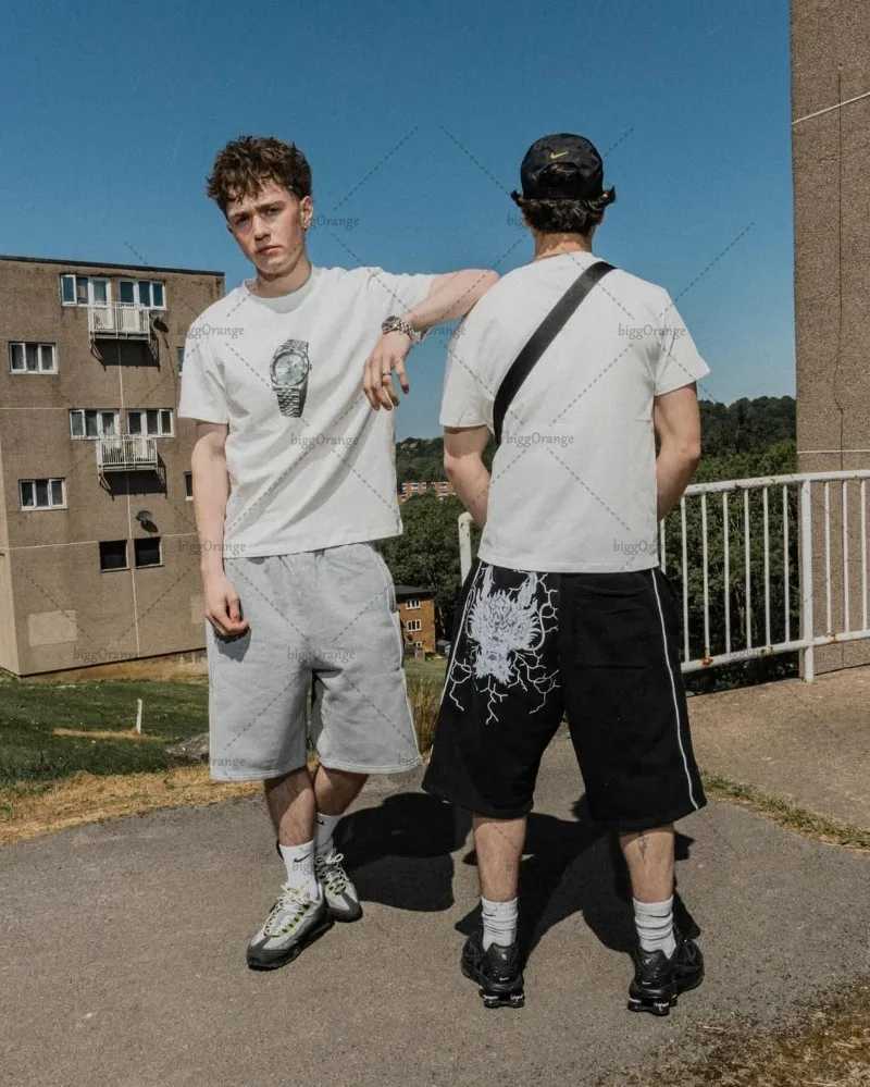 Fashion Retro Headband Striped Casual Loose Shorts Men New American Street Hiphop Fashion Oversized Straight Pants Women J251016