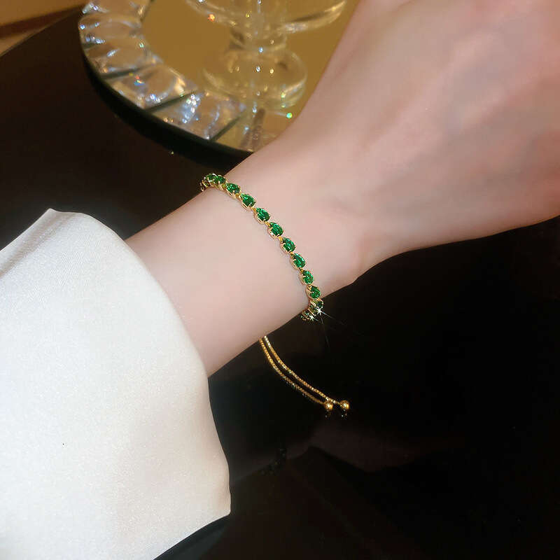 Emerald Square Geometric Zircon Bracelet Light Personality Ins Style Fashionable Temperament Jewelry for Women ddmypluto