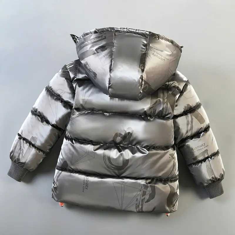 2024 Childrens New Bright Leather Wash Free Down Cotton Coat Thickened Boys Winter Wear Fashion 30 Degrees 10 9 11 YearsT251016