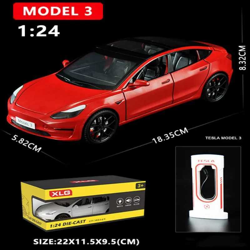 124 TESLA Model 3 Car Toys Alloy Diecasts Metal Vehicles Car Model With Sound Light Vehicle Toys For Children Gifts Collection W251016