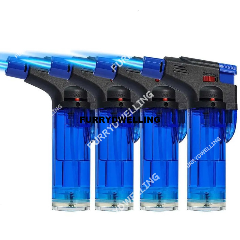 4Pcs Torch Lighter Jet Flame Butane Gas Mini Refillable Windproof Dwe74 Lighters For BBQ Kitchen Candle Fireplace Grillt250301