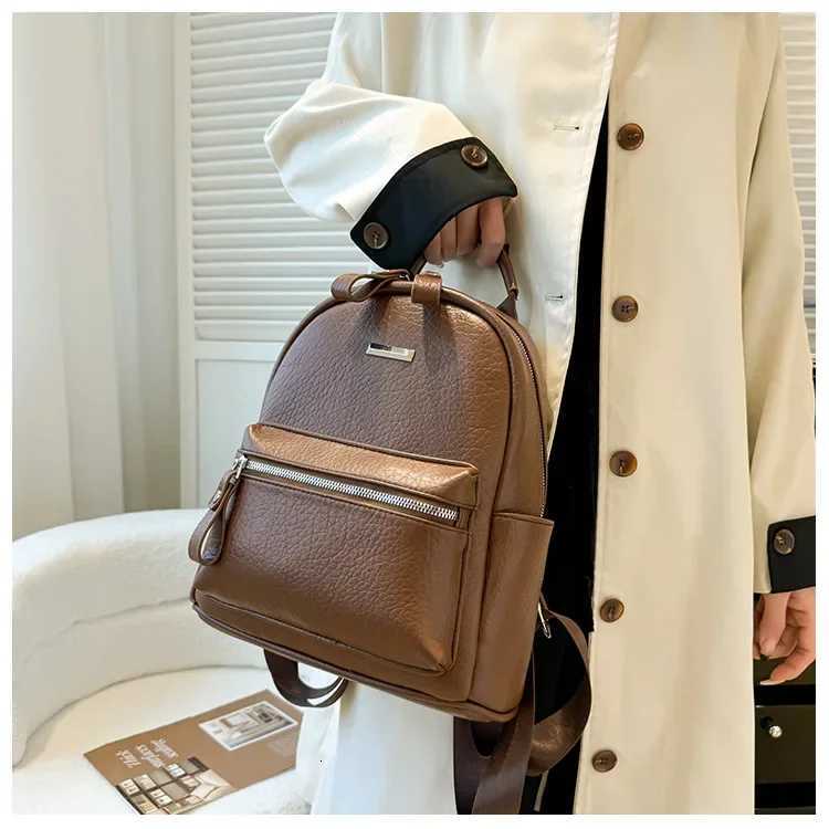 Fashion Versatile Womens Small Backpack PU Soft Leather Work Commuting Travel Backpack Stylish Casual Daypack School BagT251016