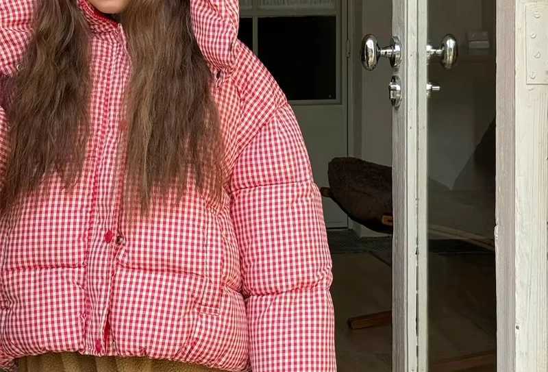 2024 Winter Korean Version Girls Floral Plaid Thick Cotton Coat JacketT251016