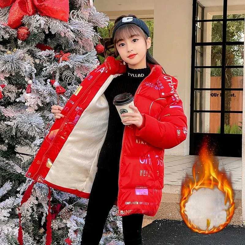 Girls Winter Down Cotton Jacket Childrens Fashion Cotton Outerwear Winter Clothes for Girls 7 9 10 Year Girl Down Parkas CoatsT251016