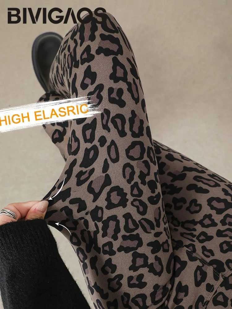 BIVIGAOS New Autumn Winter Thin Velvet Fashion Leopard Sharkskin Leggings Women High Waisted Sexy Slim Tight Warm LeggingsT251016