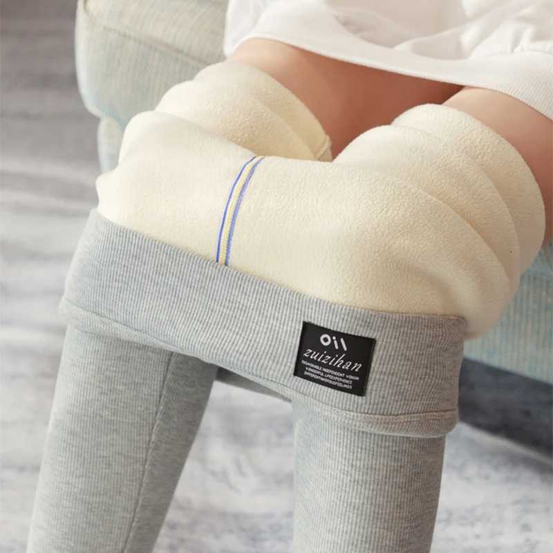 Winter Embroidery Warm Leggings Women Sexy High Waist Ribbed Leggings Woman High Stretch Fleece Lined Thick Pants LadiesT251016