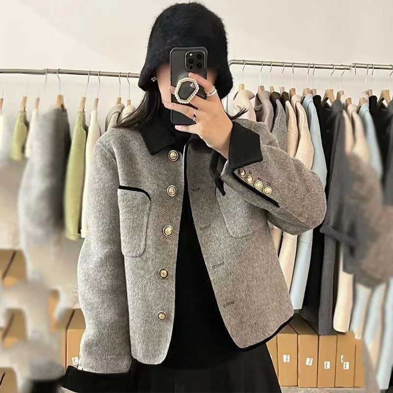 2025 Autumn/Winter New fashion Top Double layered Designer Jacket Women's Side Wool Jacket Short Jacket Color blocked New Luxury Edition Jacket