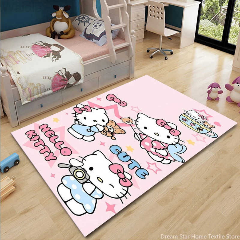 Sanrio Hello Kitty Cartoon Game Area RugCarpet Rug for Home Living Room Bedroom Sofa Doormat DecorKids Play Nonslip Floor Mat L251016
