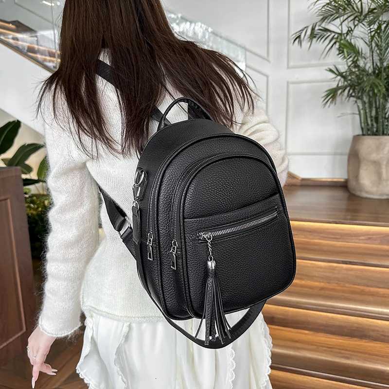 Shoulder Bag for Women 2025 New Fashionable Solid Color Womens Backpack Casual Soft Leather Multi functional Backpack CommuterT251016