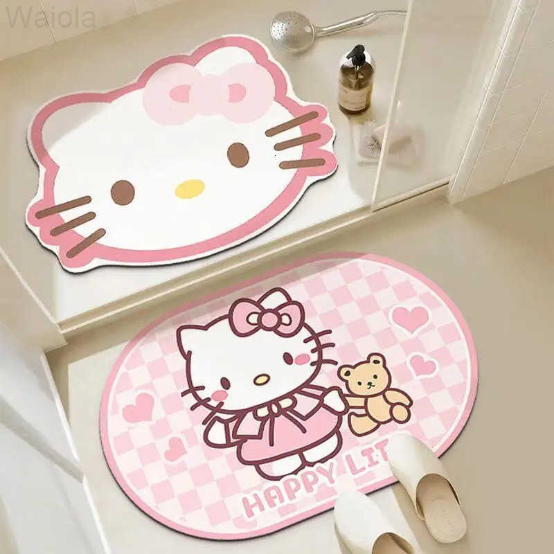 Sanrio Hot Hello Kitty Doormat Foot Mat Carpet Kitchen Bathroom Living Room 2 Sets Household Decoration Kawaii Anime Cartoon New L251016