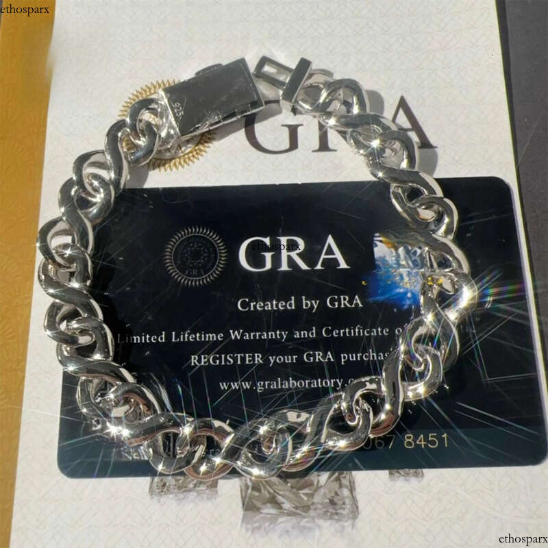 New Arrivals 10mm Width Solid Sier Iced Out Hip Hop Jewelry VVS1Moissanite Dia Franco Cuban Link Infinity Bracelet Men