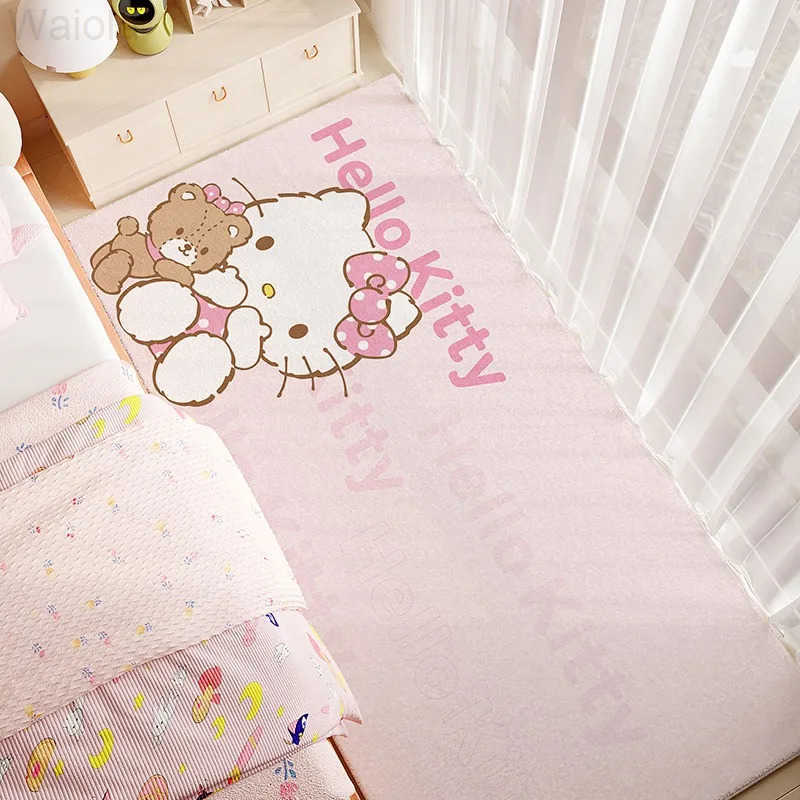 Sanrio Cute Cartoon Kuromi Carpet Living Room Sofa Bedroom Bedside Kitchen Entrance Door Mat Nonslip Girl Home Decor Rug L251016