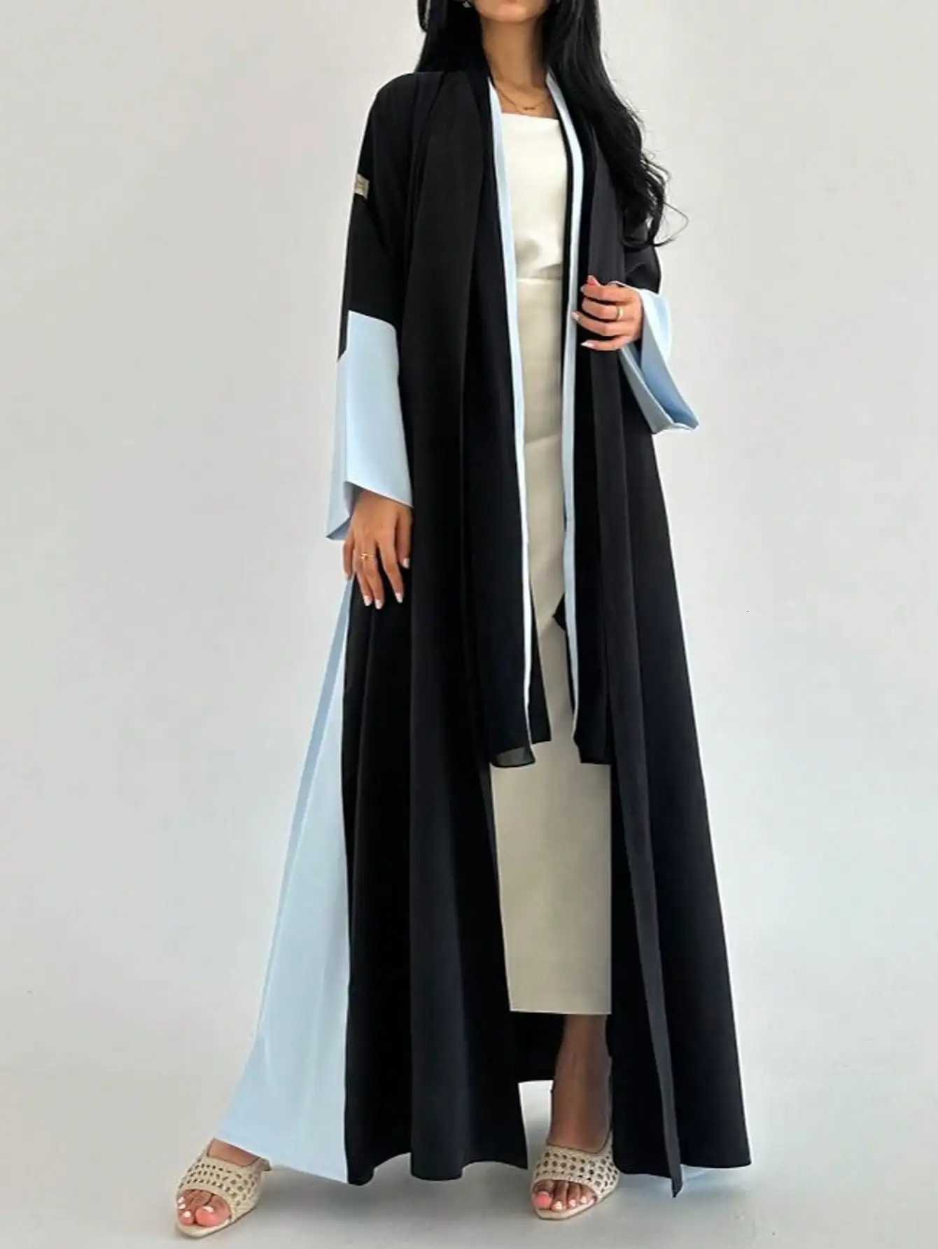 MiddleEast Ethnic Clothing Loose Abaya Muslim Women Open Front Abayas Casual Kaftans Islamic Full Sleeve Maxi Dresses Jilbabs X2510161