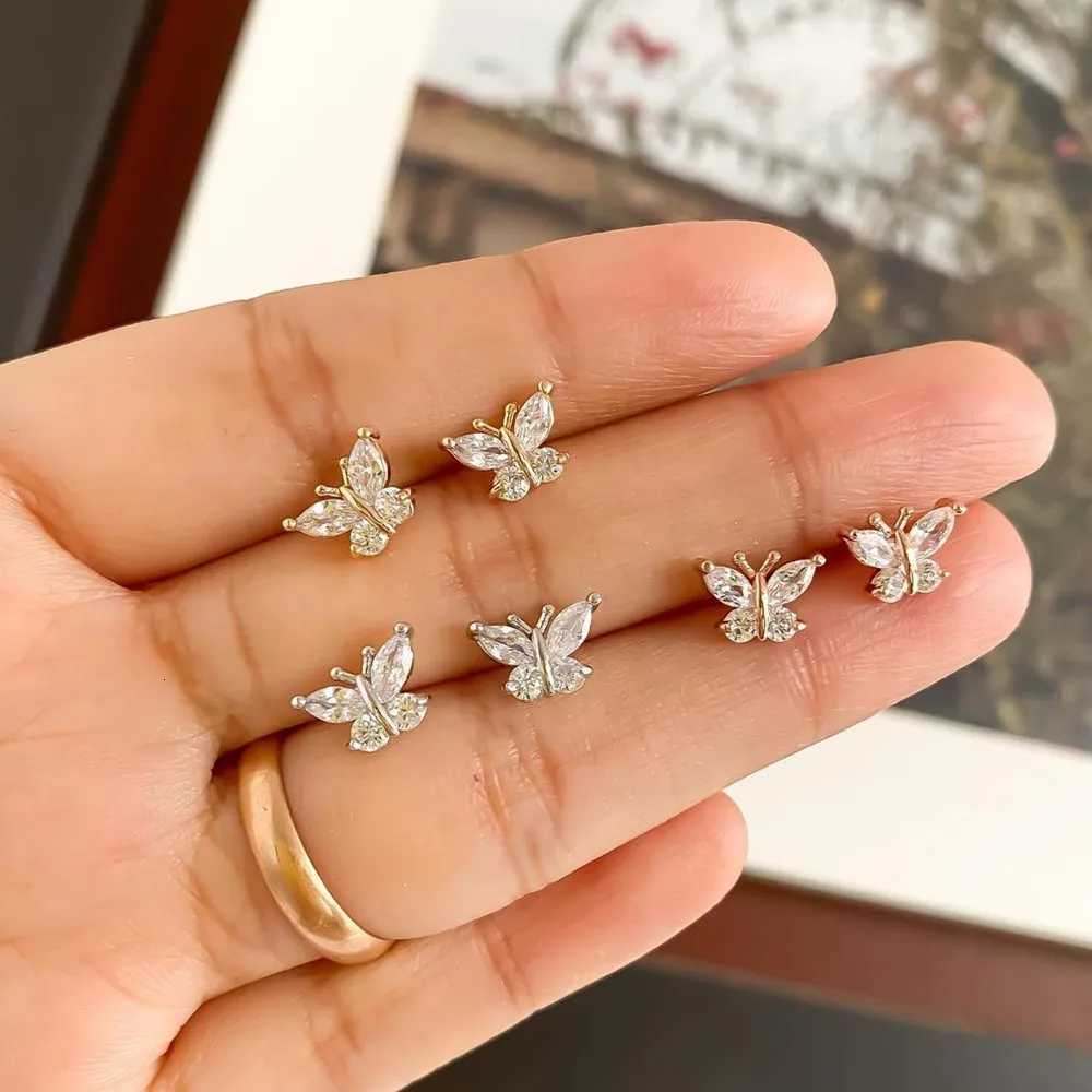 Delicate Butterfly Stud Earrings Silver Color Gold Color Available Ear Accessories for Women Daily Wear Statement Jewelry