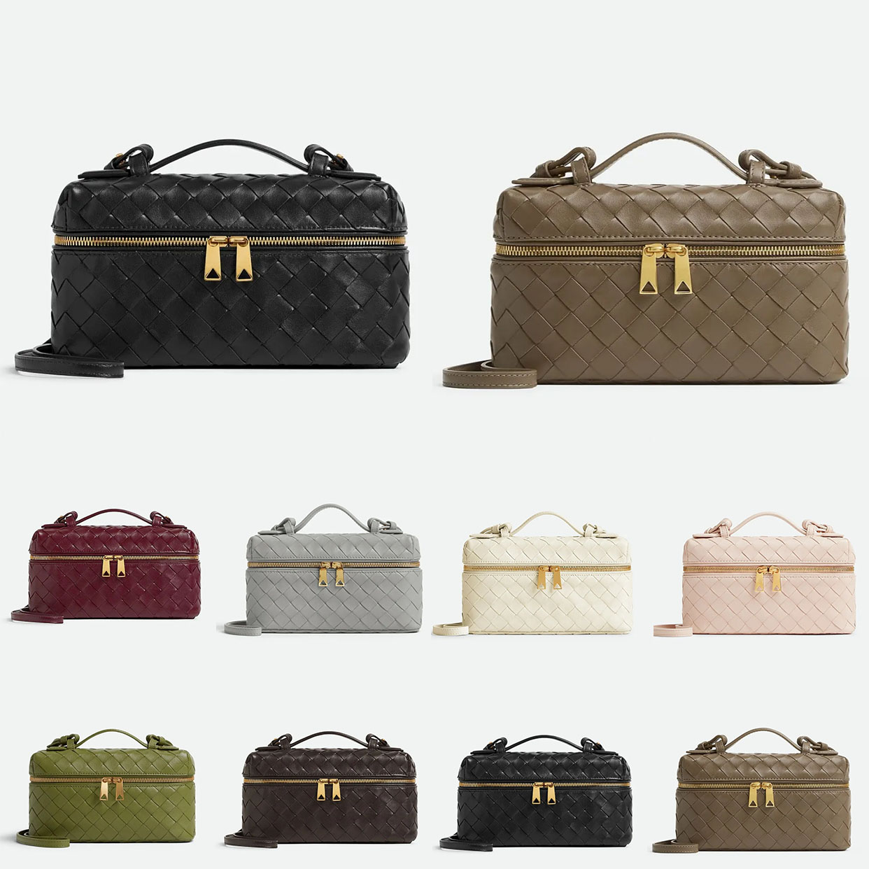 Designer Shoulder Bags Genuine Bang Vanity Intrecciato Woven Leather Makeup bag Cross body Bag Fashion Handbags Purses 01