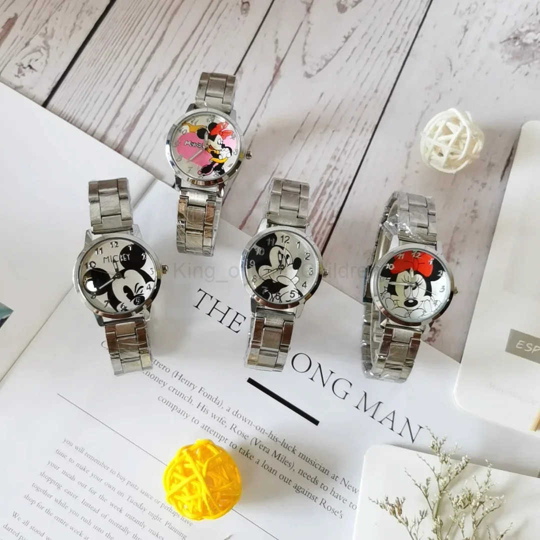 Disney Childrens Watch Mickey Mouse Minnie Gold Silver Watch Childrens Boys Girls Watches Steel Students Quartz Watch H251016