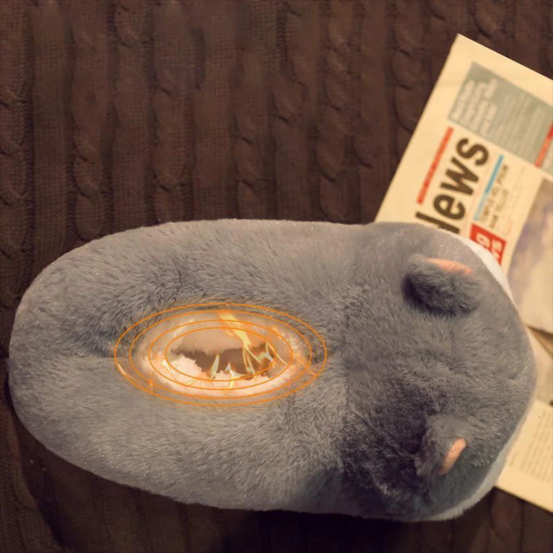 Super Cute hamster Slippers Women SlipOn Fluffy winter Shoes Desginer Animal Wrapped Back fur Slides Home Woman Fuzzy Slipper 251013