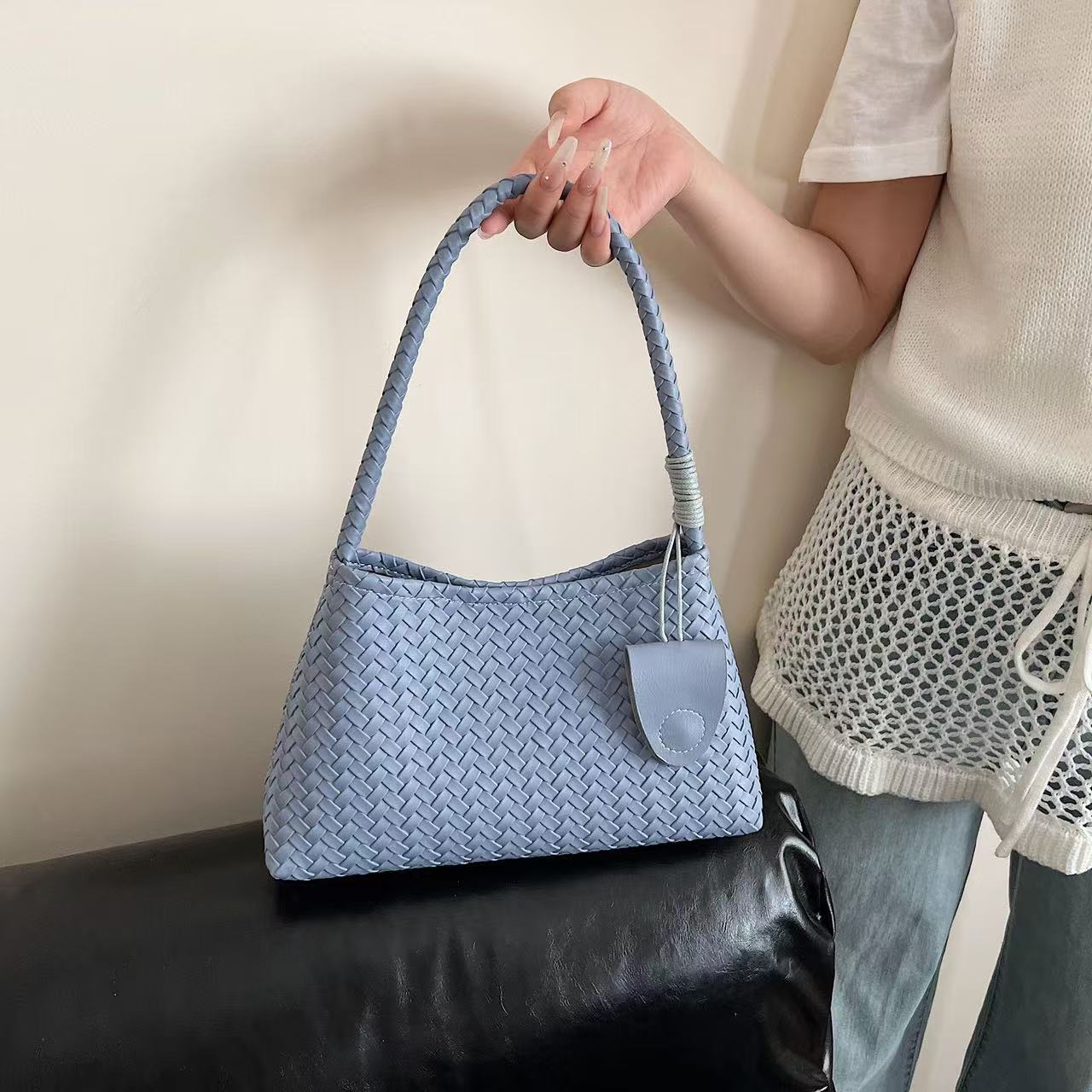 Small Niche Handmade Woven Armpit Bag, Women'S Fashionable Casual Handbag, Mother Bag, Large Capacity Shoulder Bag, Women'S Bag